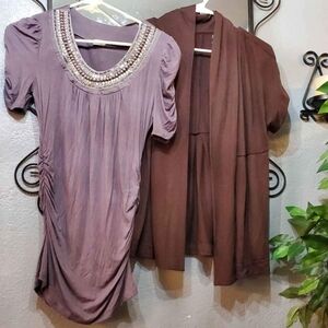 2pcs Bundle Womans Top/Blazer Beaded Collar Charming Charlie / a.n.a Cardigan
